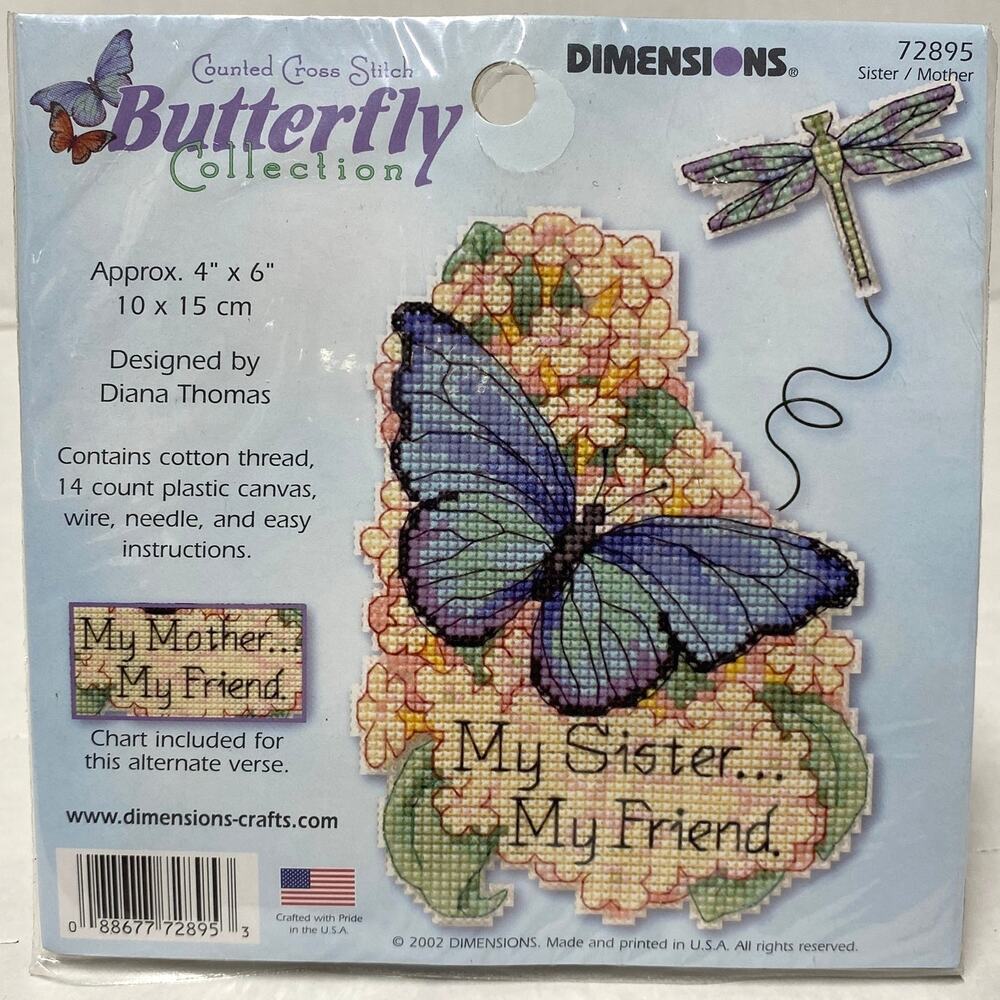Vintage Dimensions Butterfly Collection 72895 4" x 6" Cross Stitch Kit